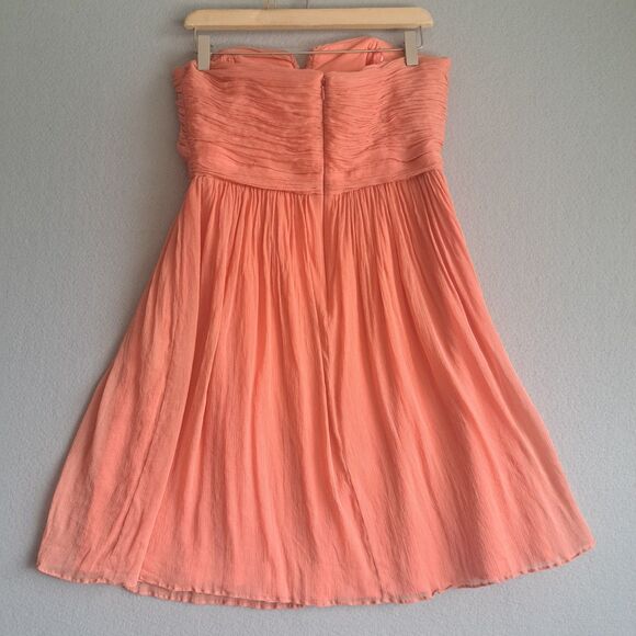 J.Crew Rose Pink Nadia Dress Women’s 10 Silk Chiffon Strapless Peach Romantic - Picture 3 of 12